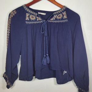 Altar'd State Navy Embroidered Crop Top